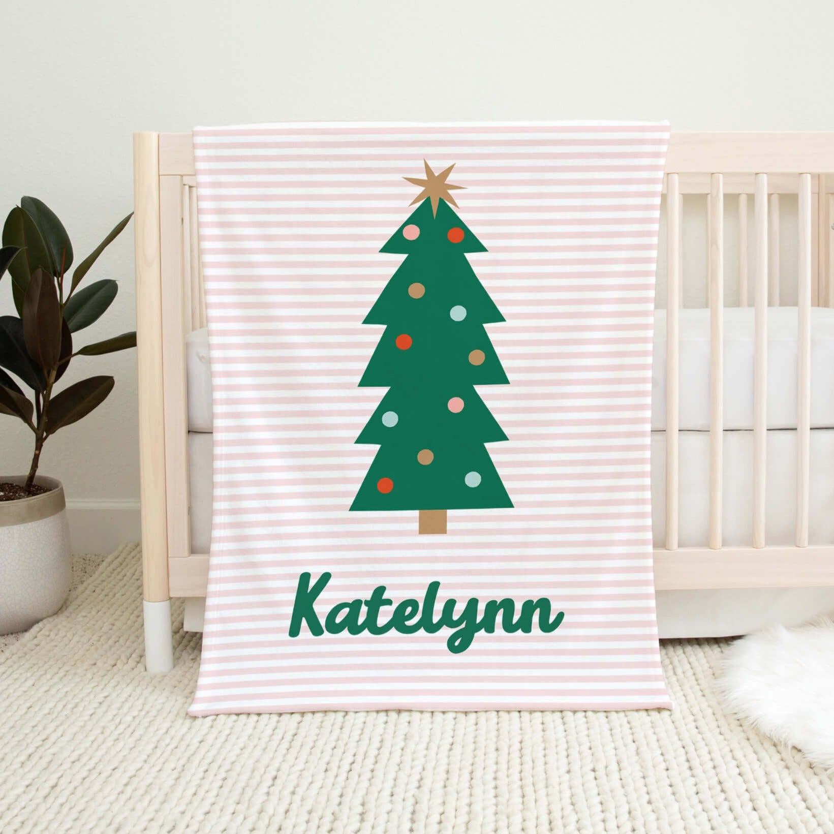 Multi Colored Kids Christmas Blanket with Name