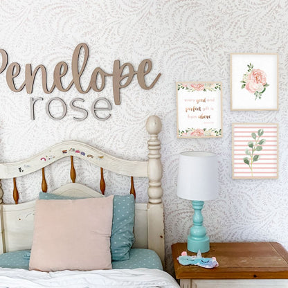 Dark Blush Nursery Wall Art Set #9