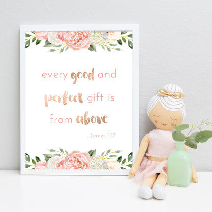 Dark Blush Floral Quote Print - Fearfully Made