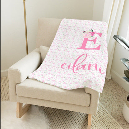 Bright Pink Floral Blanket Baby Blankets TheGracefulGoose