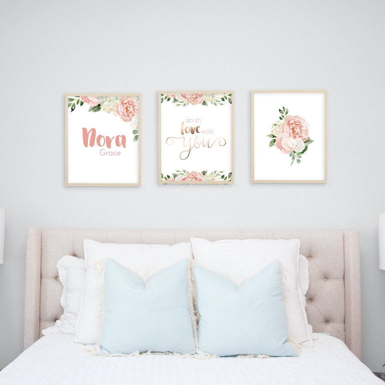 Baby Girl Nursery Wall Decor in Dark Blush